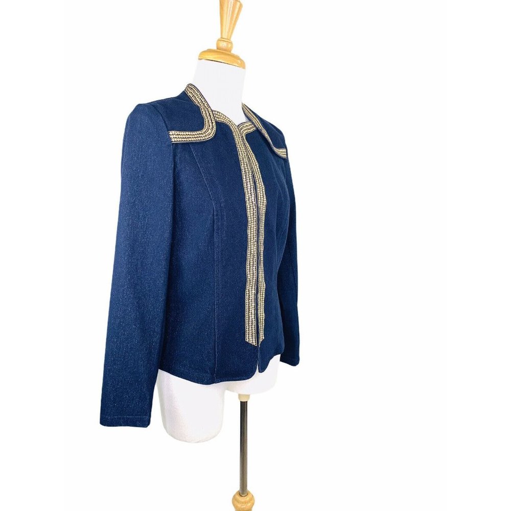 BOB MACKIE Designer VNTG Military Denim Jacket Blazer NWT - Picture 7 of 10